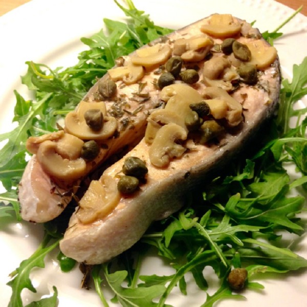 Oven-baked Salmon with Capers and Mushrooms - Ursalicious
