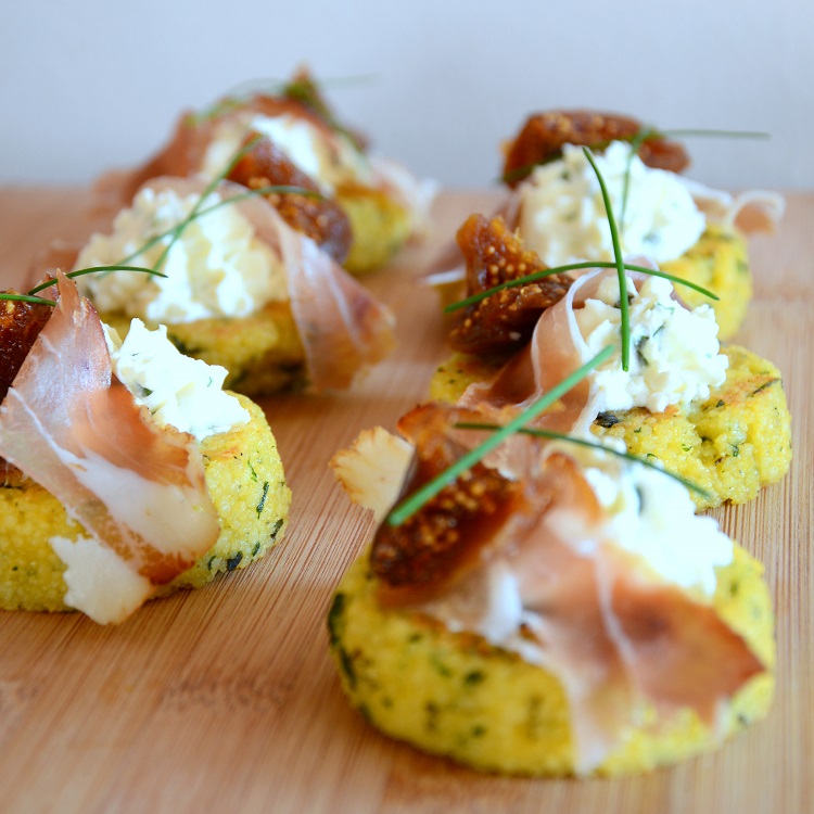 Couscous Herb Cakes with Dried Figs, Prosciutto and Cream Cheese with ...